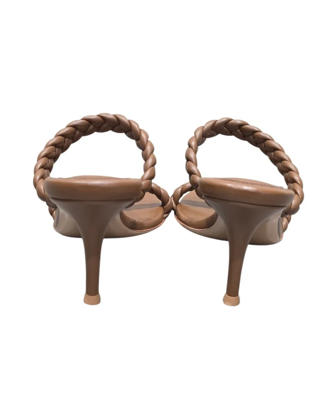 GIANVITO ROSSI MARLEY 70 HEEL BRAIDED SANDALS BROWN 37